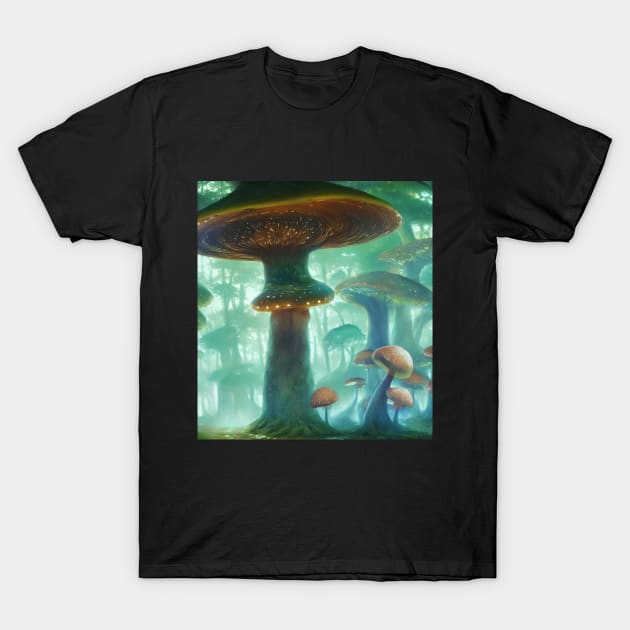 Enchanted Mushroom Forest T-Shirt by Manzo Carey